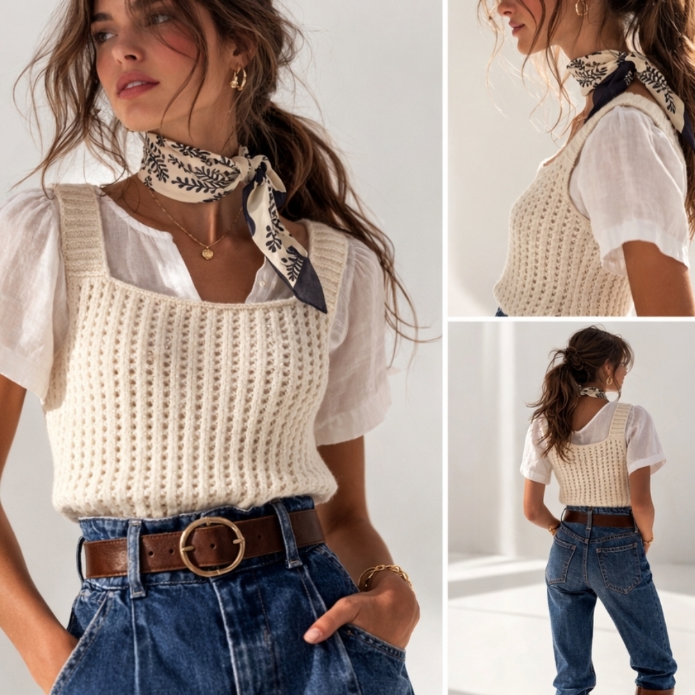 100 Wool SOEUR Lucrecia Knit Sweater Tank Wool Size 1 Small